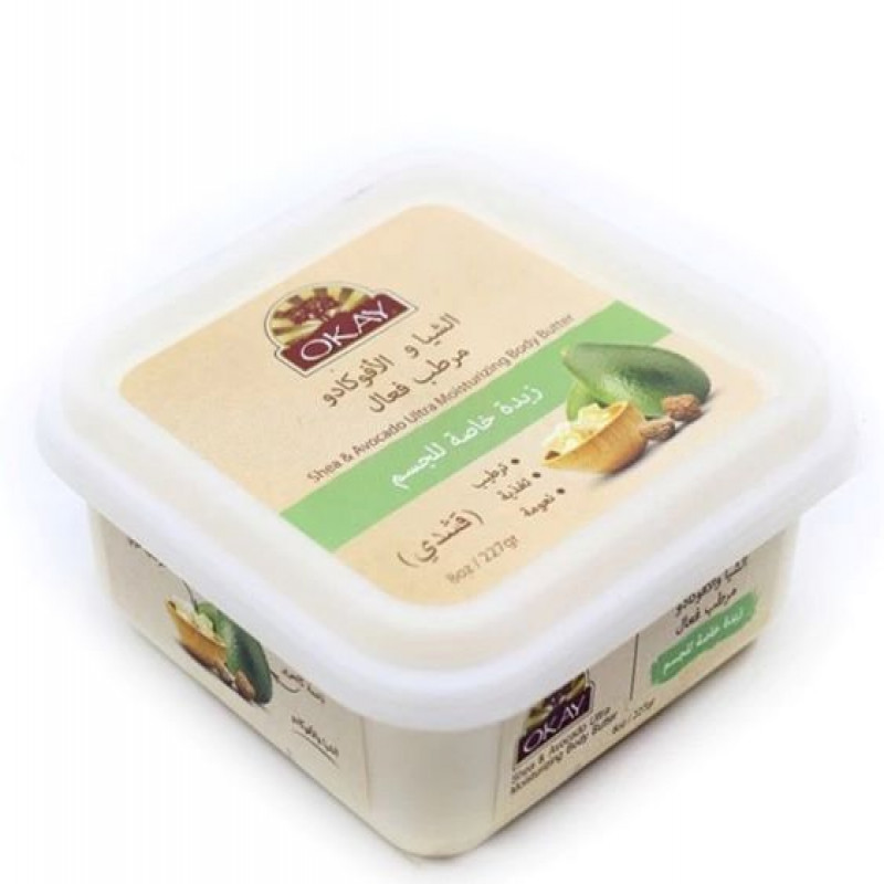 0125202211292561efb4e55558a.jpg أوكي - شيا و افوكادو مرطب للجسم بزبدة بيضاء سموث 227 جم - الصورة 1