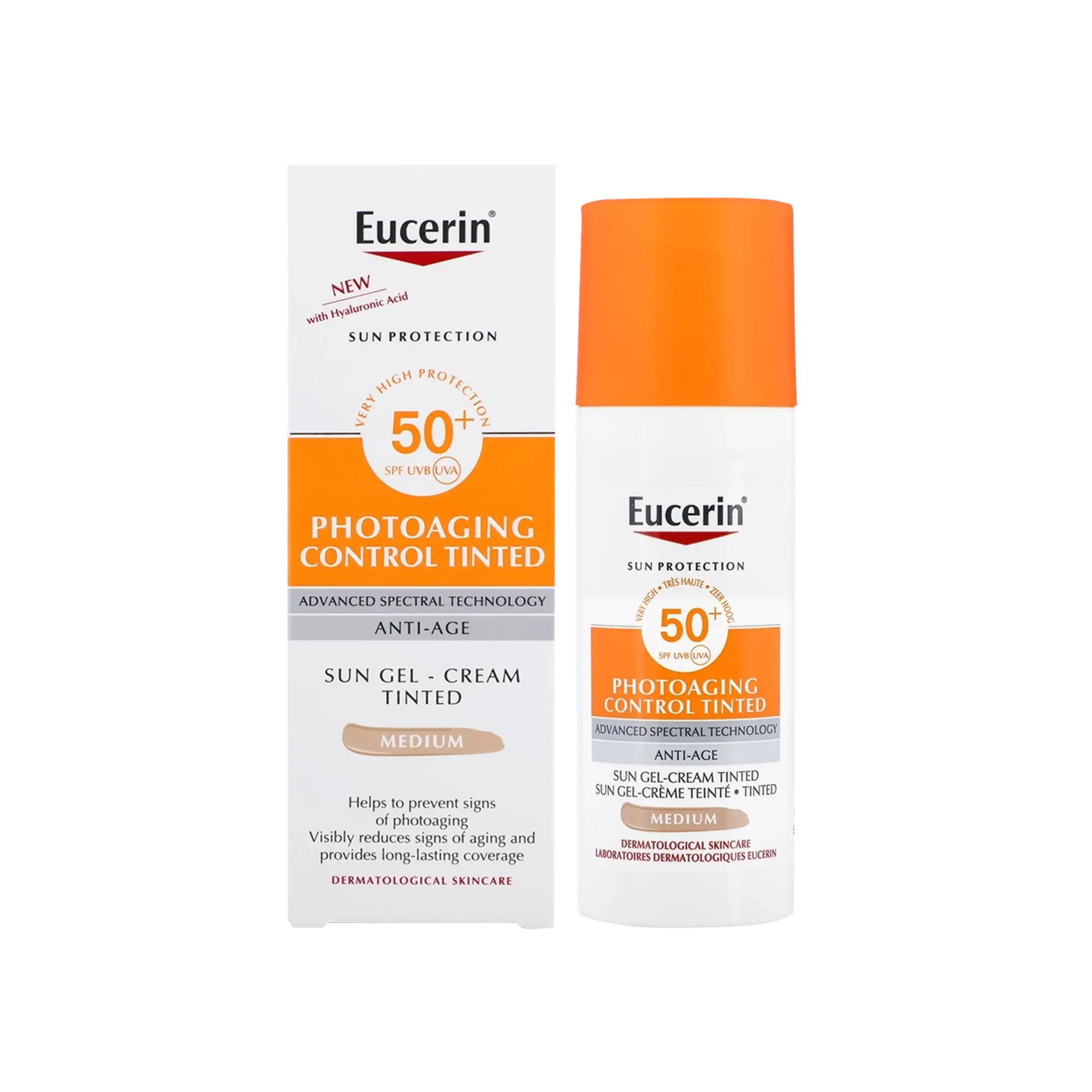 662f9fcdf043ac25bf0dc78b_eucerin-sun-cream-50-cc-mediumtinted يوسيرين - كريم الحماية من الشمس SPF50+ للتحكم في الشيخوخة، ملون متوسط - 50 مل - الصورة 1